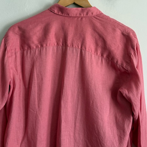 J.Jill Pink Coral Linen Button Down Loose Shirt - Picture 5 of 6